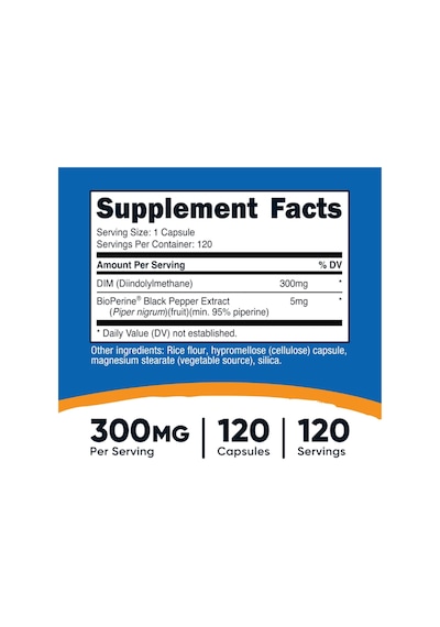 Nutricost Dım Diindolylmethane Plus Bioperine 300mg, 120 Ve... Aromasız
