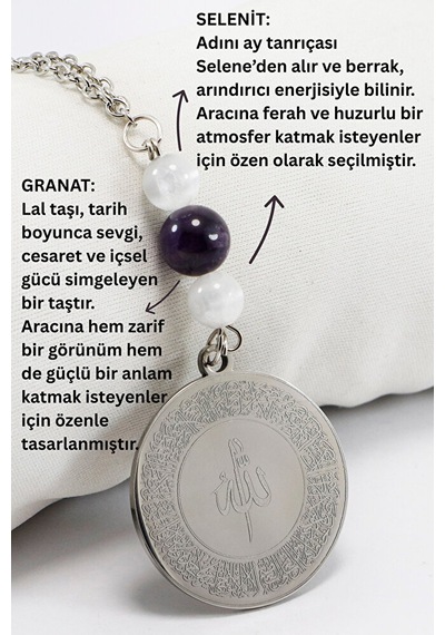 Gri Çelik Ayetel Kürsi Felak Nas İhlas Araba Dikiz Ayna Süsü, Doğ 38845856