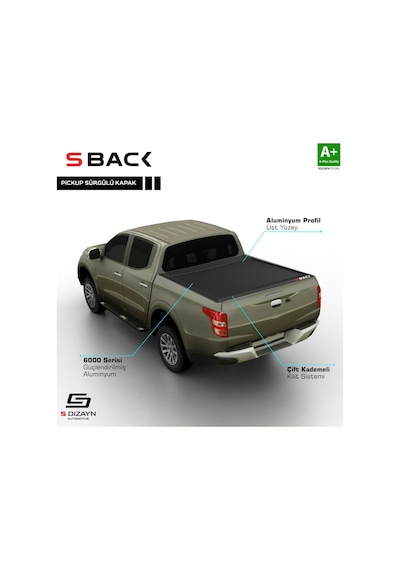 S-Dizayn Mitsubishi L200 5 S-Back Sürgülü Kapak Siyah V1 2015 Üze