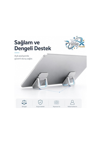 Primex Px-al02 Yapışkanlı Katlanabilir Notebook Ve Tablet Yükseltici Mini Stand, Ergonomik Laptop Yükseltme Aparatı, Taşınabilir Masaüstü Telefon, Tablet, Klavye, Notebook İçin Çok Amaçlı Stand