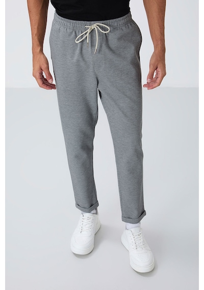 TOMMYLIFE Gri Melanj Yüzeyi Dokulu Standart Fit Erkek Eşofman Alt - 82154 GB MELANJ