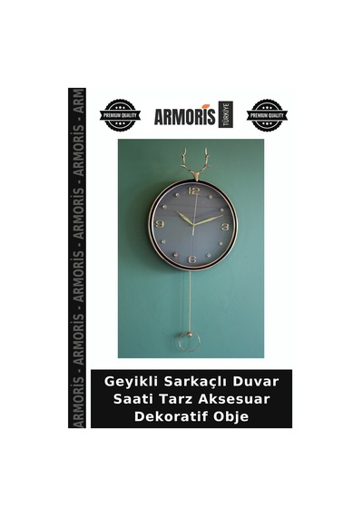 Geyikli Sarkaçlı Duvar Saati Tarz Aksesuar Dekoratif Obje