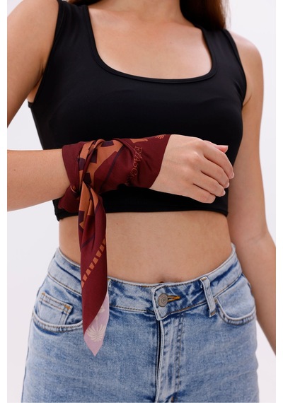 Koyu Bordo Terrazzo - Madrid Model Fular Estascarf Renkli