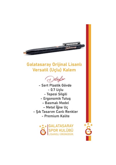 Galatasaray Orijinal Premium Versatil Uçlu Kalem 0.7 Ahşap Kutulu 001