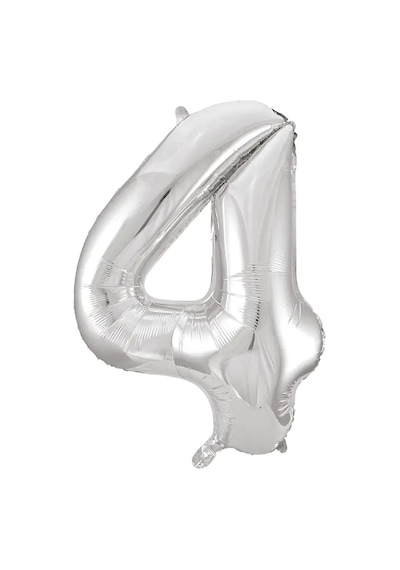 1 Adet 34 İnç 85 Cm Gümüş Folyo Balon Helyum Balon 4 Yaş Balonu 4 Rakam Balon GÜMÜŞ