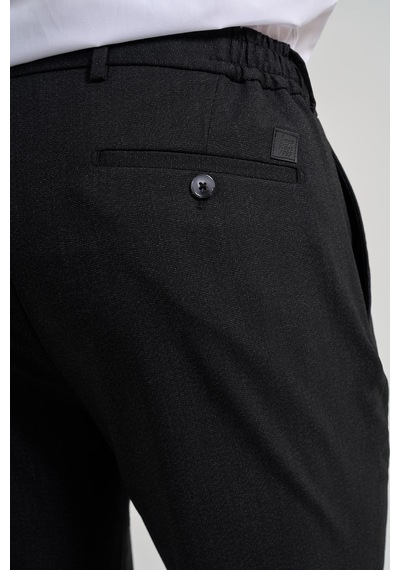 İmza Siyah Kendinden Desenli Yan Cep Slim Fit Jogger Pantolon 1003250161 Siyah