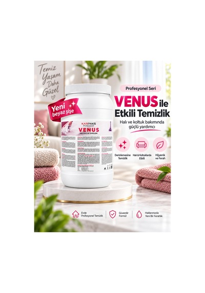 Professional Venus Halı Koltuk Temizleme Deterjanı 3 Kg Konsantre Profesyonel Leke Çıkarıcı Tekli