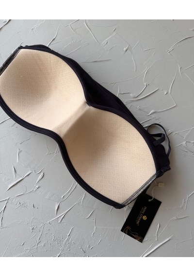 Chole İthal Pamuklu Göğsü Cut-out Halka Kaplı Detaylı İnce Askılı Füme