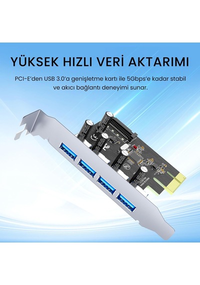 Lexroo Pcı-e Express 4 Portlu Usb 3.0 Hub Çoklayıcı Kart