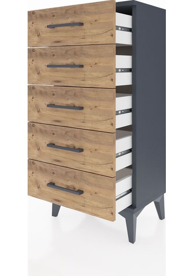 Arges Komodin 5 Çekmeceli 44x30x96 Antrasit-çam Antrasit