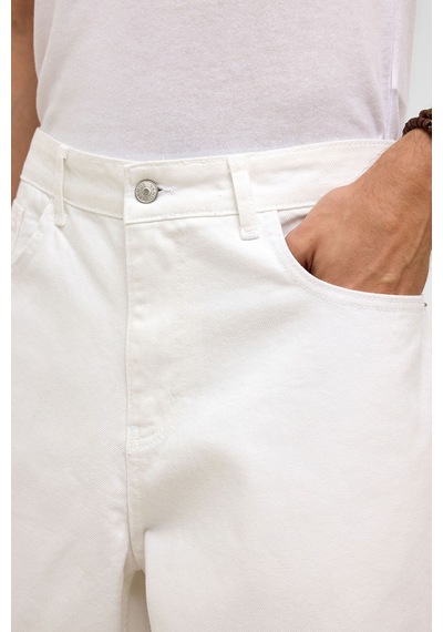 Vamos Oversize Bermuda Denim Şort 40-285 Ekru