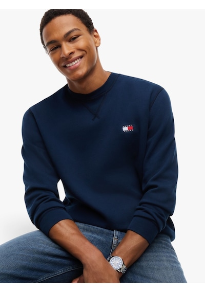 Tommy Hilfiger Tjm Reg Badge Crew Ext Erkek Mavi Sweatshirt - Dm0dm23607