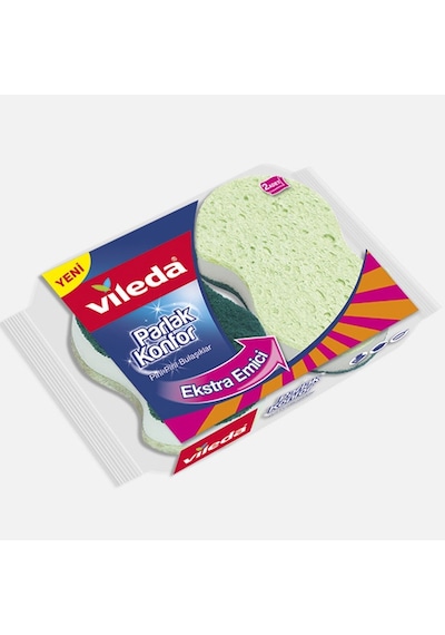 Vileda Parlak Konfor 2'li Oluklu Bulaşık Bulaşık Süngerii