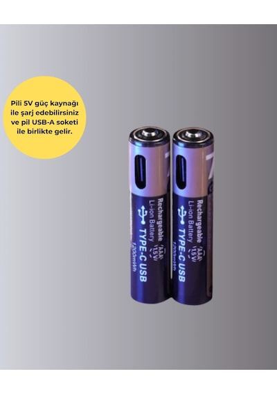 Mey Najmaddin Usb Type-c Şarjlı Aaa Lityum Pil 1000+ Şarj Döngüsü İle Uzun Ömür Najmaddin