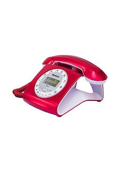 Multitek Retro Özel Tasarımlı Kablolu Siyah-kırmızı-gri-turuncu-beyaz Masa Üstü Telefon