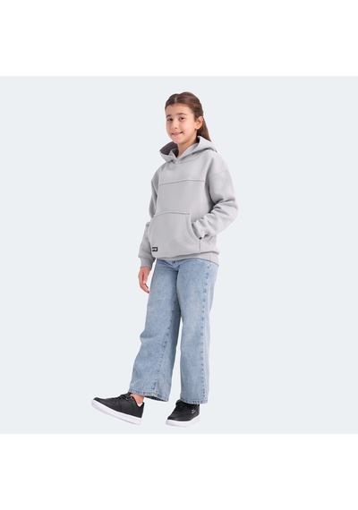 Slazenger LENE Çocuk Kapüşonlu Cepli Taş Gri Sweatshirt