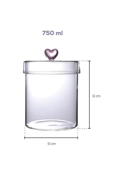 Hearts 3lü 750 Ml Borosilikat Cam Kavanoz Seti Saklama Kabı Takımı 10x12 Cm Şeffaf