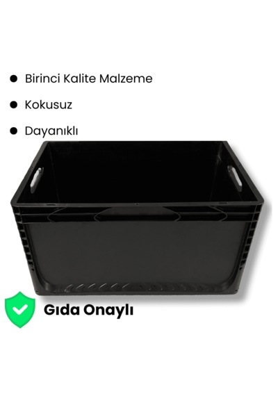 Alpbx 1.kalite Siyah Plastik Kasa 60x40x32 Cm - Kutu 65 Litre
