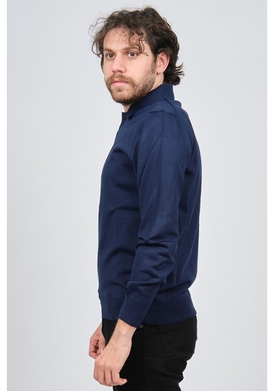 Pave Erkek Polo Yaka Yün Kazak 4538004 Saks Saks