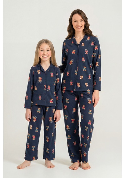 Rolypoly Anne Kız Winter Bear Lacivert Gömlek Pijama Takımı Rp3919-a-v2 Rp3919-a-v2