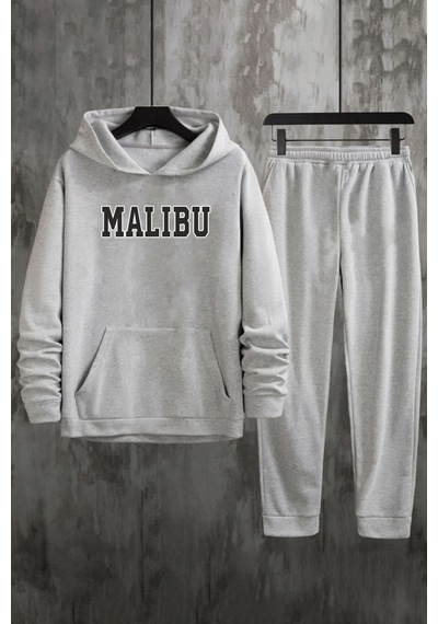 Uyguntarz Unisex Malibu Baskılı Eşofman Takımı Gri