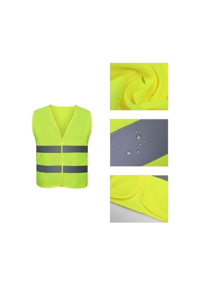 Kkdstock Work Safety Equipment Fosforlu Reflektörlü İkaz Yeleği 5 Cm Reflektörlü Gece Görünür Sarı