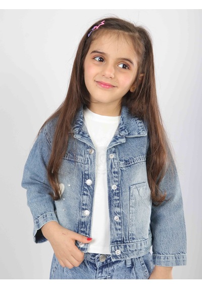 Xo Kids Kız Çocuk 3lü Alt Üst Jean Takmı 1-4 Yaş Set0481 Mavi