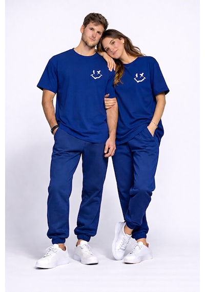 Sevgili Kombini Çift Tişört Oversize Unisex Uyumlu Çift Kombin 2' Lacivert