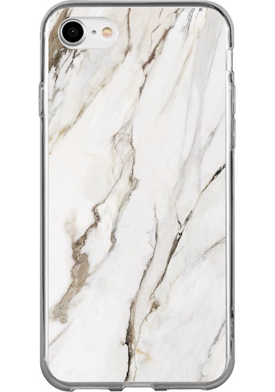 Apple Uyumlu iPhone 6 - 6s Beyaz Mermer Baskılı Silikon Kılıf Renkli
