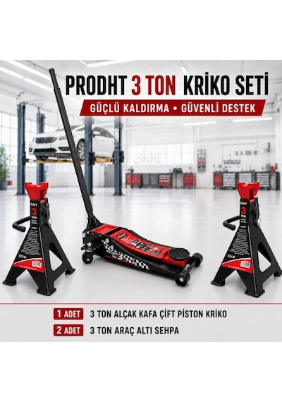 Prodht 3 Ton Alçak Kriko Ve Araç Altı Sehpa Seti