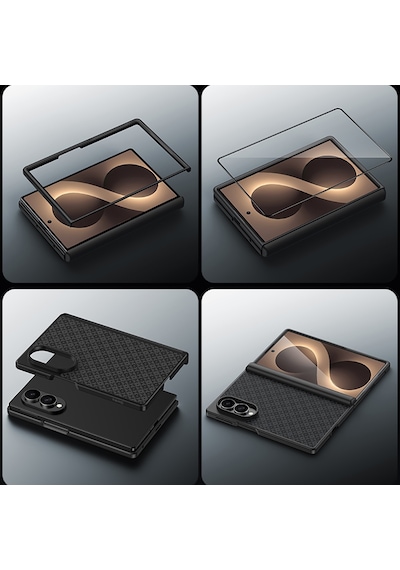 Galaxy Z Fold 8 Benks Armorpro Armorgrid Grand Combo Üçlü Aksesuar Seti Karbon Kapak + Film Siyah