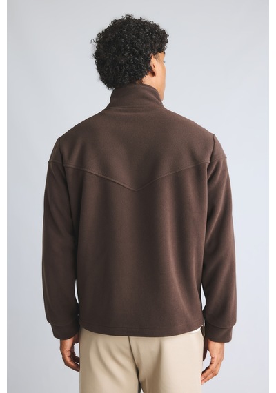 Defacto Slim Fit Dik Yaka Fermuarlı Polar Mont H1891ax26aubn338 Kahve-bn338