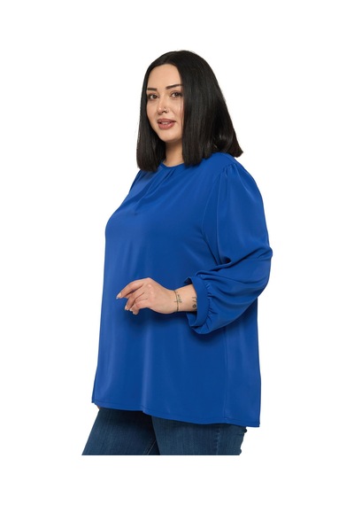 Disentis Modest Büyük Beden Yuvarlak Yaka Truvakar Büzgülü Kollu Rahat Kesim Saks Mavisi Bluz Saks Mavisi Disentis Modest Büyük Beden Yuvarlak Yaka Truvakar Büzgülü Kollu Rahat Kesim Saks Mavisi Bluz Saks Mavisi