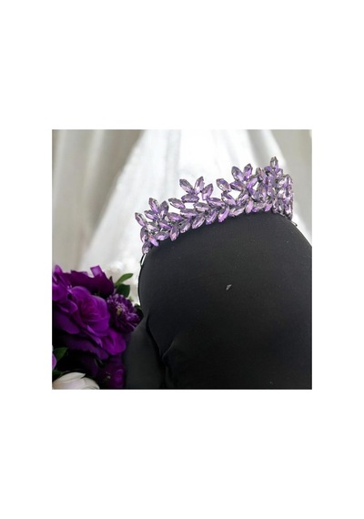 Kristal Taşlı Zarif Gelin,kına,nişan,söz,after,bride,party Taç Lila - 707821550 Lila