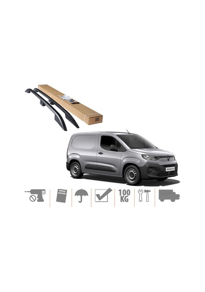 Citroen Berlingo Uzun Şase Maxi Van Üst Port Bagaj Tavan Çıtası 2019 Sonrası Siyah