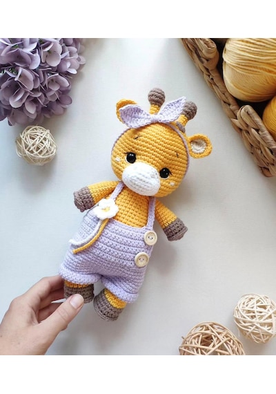 Amigurumi Sevimli Zürafa El Yapımı Oyuncak- Lila