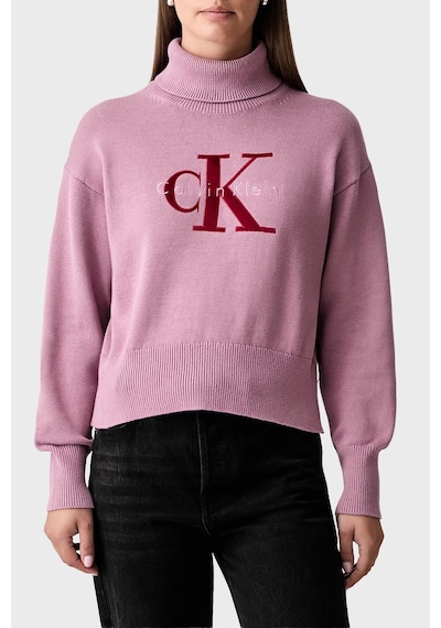 Calvin Klein Logolu % 100 Pamuk Balıkçı Yaka Kazak Lv047h329gvcb Kadın Kazak Lv047h329g Vcb Pembe