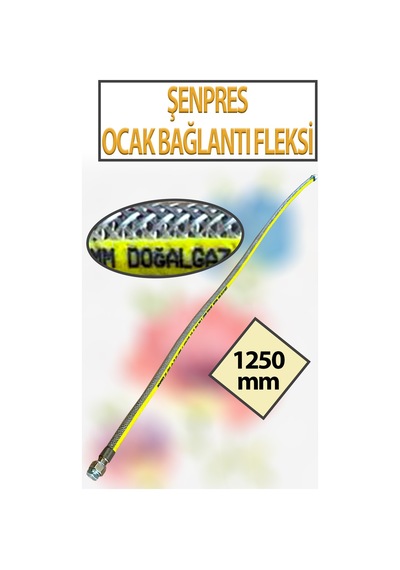 Doğalgaz, Ocak Bağlantı Fleksi 1250 Mm 1,25 Metre Uzunluğunda 1/2 Lik Şenpress