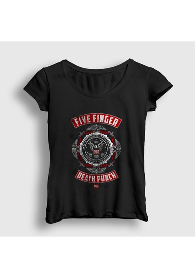 Presmono Kadın Usa Five Finger Death Punch T-shirt Siyah