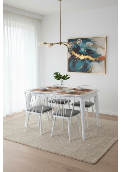 Dfy102 Mdf Yemek Masası Modern Mutfak Masası 4-6 Kişilik Dekoratif Salon, Yemek Odası, Mutfak Masası Traverten - Beyaz Dfy102 Mdf Yemek Masası Modern Mutfak Masası 4-6 Kişilik Dekoratif Salon, Yemek Odası, Mutfak Masası Traverten - Beyaz
