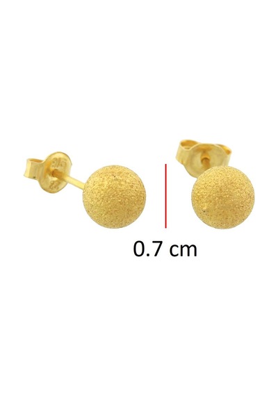 22 Ayar Altın Simli Top Küpe Sarı Altın