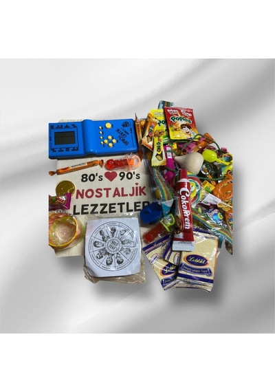 Kese Mavi Tetrisli 80'ler 90'lar Nostaljik Hediye Seti