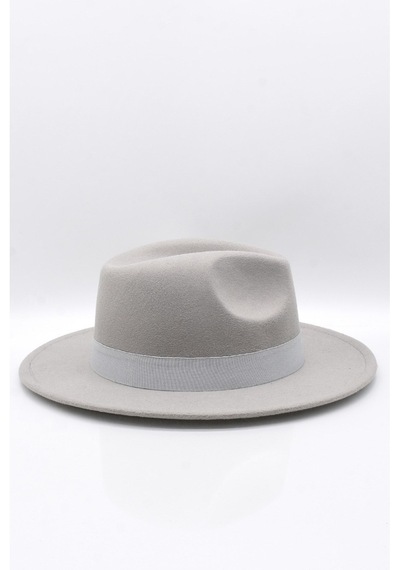 Külah Gri Fötr Şapka Ayarlanabilir Ipli Panama Hat-Gri-Standart