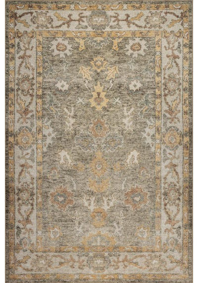 Artloop Relic Yeşil Vintage Dokulu Klasik Desenli Dokuma Tabanlı Şönil Halı Al 515