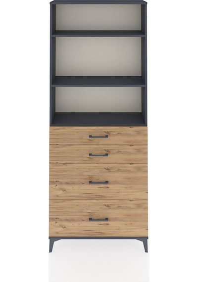 Arges Dolap 3 Raflı 4 Çekmeceli 88x30x221 Antrasit-çam Antrasit