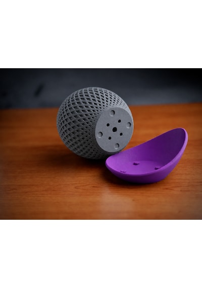 3d Baskı Küre Saksı - Kafes Dokulu İki Parçalı Dekoratif Saksı - Gri-mor
