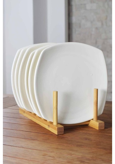 Bambu Ahşap Tabaklık 6lı Bambu Sarı Diğer