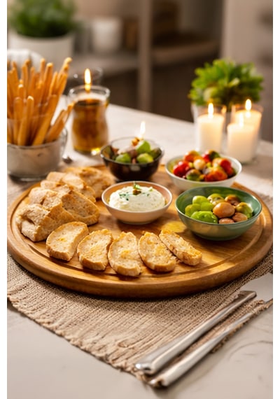 Bambu 35 Cm Yuvarlak Pasta Pizza Kahvaltı Sunum Tabağı Kahverengi