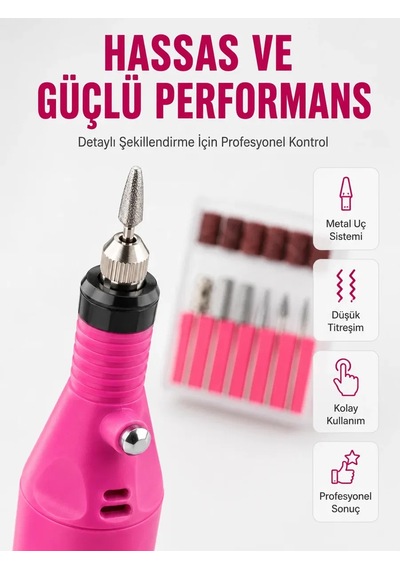 Elektrikli Manikür Pedikür Törpü Seti 6 Başlıklı Yeni Nesil 01001845