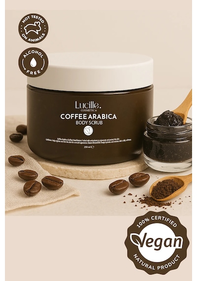Lucille %100 Vegan Kahve Aromalı Vücut Scrub - 250 Gr